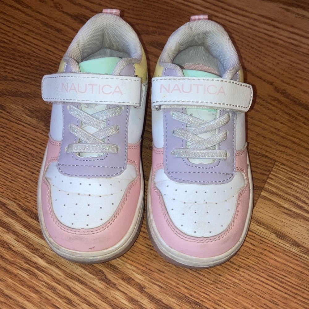 Nautica Pink and White Sneakers with Velcro Closure